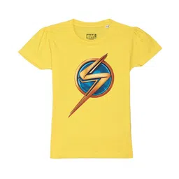 Marvel by Wear Your Mind Girls Graphic Printed Puff Sleeves Pure Cotton T-shirt-image-13