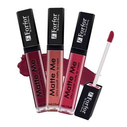 FORFOR Matte Me 3Pcs Long Lasting Liquid Matte Lipstick Vintage Wine-Nude Peach-Rose Red-16