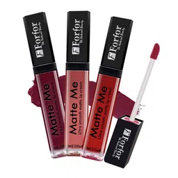 FORFOR Matte Me 3Pcs Long Lasting Liquid Matte Lipstick Vintage Wine-Nude Peach-Angel Red-48