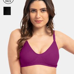 Tweens Pack of 2 Magenta & Black Non Padded Non-Wired T-Shirt Bras-picture-47