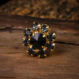 Zaveri Pearls Contemporary Style Black Adjustable Finger Ring-17