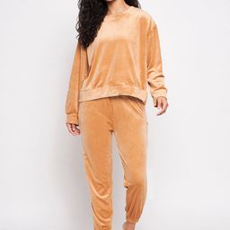 Camey Velvet Top And Pyjamas Night Suit-image-105