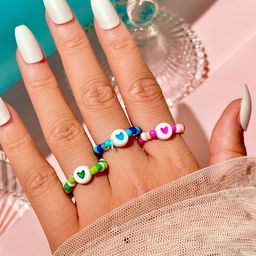 Unwind by Yellow Chimes Set Of 3 Enamelled & Beaded Finger Rings-image-62