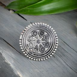 Silvermerc Designs Silver-Plated Big Charmed Adjustable Finger Ring-image-1