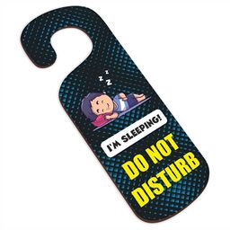 CVANU Black & Blue Do Not Disturb Painted Wooden Sign Hanger-picture-2