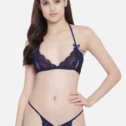 SECRETS BY ZEROKAATA Women Halter Neck Lace Lingerie Set-image-39