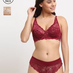 Friskers Pack of 2 Self Design Lingerie Set-image-50