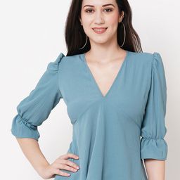 Curves by MISH Self Design Puff Sleeves Top-image-99