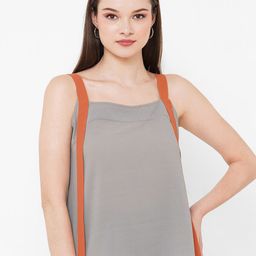 MISH Grey & Orange Sleeveless Georgette Top-image-46
