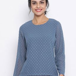 LELA Blue Pure Silk Georgette Top-image-58