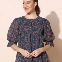 Moda Rapido Women Floral Printed Puff Sleeve Georgette Top-picture-30