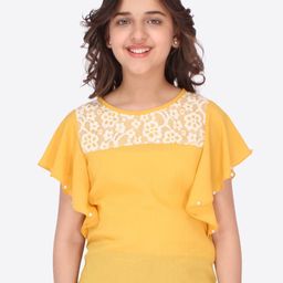 CUTECUMBER Yellow Georgette Top-picture-18