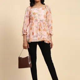 BAESD Floral Printed Square Neck Georgette Top-image-28