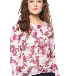 Mayra Floral Printed Long Sleeves Ruffled Georgette Top-image-15