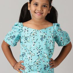 KiddoPanti Square Neck Floral Printed Georgette Top-image-56