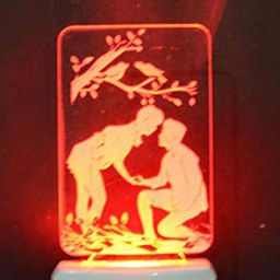 NMII White & Red Couple 3D Illusion Night Table Lamps-5