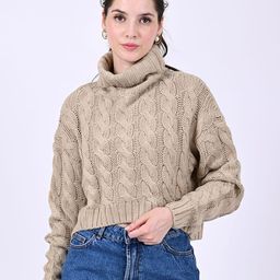 NoBarr Women Cable Knit Turtle Neck Pullover-27