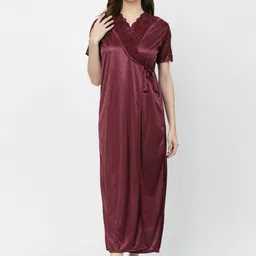 Arrabi 3 Piece Satin Night Suit With Robe-image-31