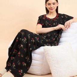 Sweet Dreams Floral Printed Pure Cotton Maxi Nightdress-image-49