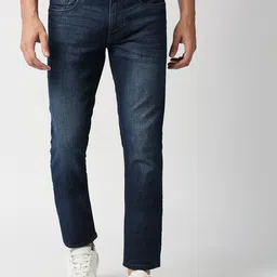 Basics Men Navy Blue Slim Fit Low-Rise Light Fade Stretchable Jeans-image-36
