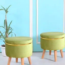 Shadowkart Green Wooden Pouffes Sitting Mudda Ottomans-image-58
