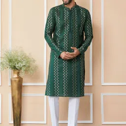 See Designs Abstract Embroidered Thread Work Chanderi Silk Straight Kurta With Trousers-picture-56