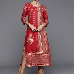 Varanga Women Maroon Geometric Printed Kurta-image-11