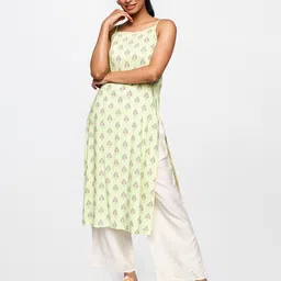 Global Desi Women Green Ethnic Motifs Printed Straight Kurta-20