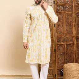 House of Pataudi Tie & Dye Printed & Embroidered Cotton Straight Kurta-53