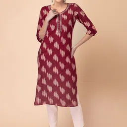 INDYA Ethnic Motifs Printed Thread Work Kurta-33