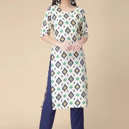 KALINI Geometric Printed Regular Straight Kurta-5