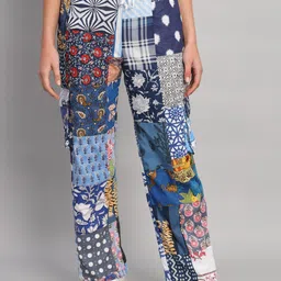 HANDICRAFT PALACE Women Floral Printed Relaxed Straight Leg Loose Fit Easy Wash Trousers-picture-13