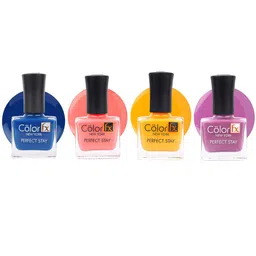 Color Fx Set Of 4 Perfect Stay Nail Enamel - 9ml Each-Purple-Light Pink-Blue-Yellow-32