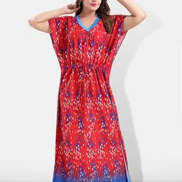 Be You Printed Satin Maxi Kaftan Nightdress-image-55