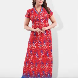 Be You Polka Dots Printed Satin Maxi Feeding & Maternity Nightdress-picture-44