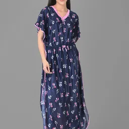 Noty Conversational Printed Satin Maxi Kaftan Nightdress-picture-18