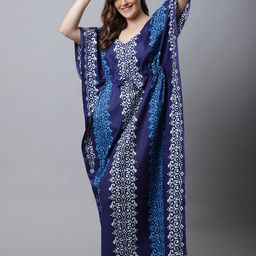 Secret Wish Blue Batik Printed Kaftan Nightdress-image-98