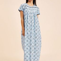 Sweet Dreams Floral Printed Pure Cotton Maxi Nightdress-image-55