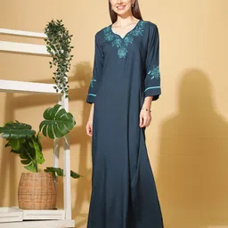 9shines Label  Notched Neck Embroidered Maxi Nightdress-picture-12