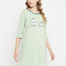 Clovia Printed Short Cotton Nightdress-image-94