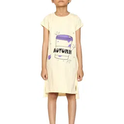 KiddoPanti Girls Graphic Printed Pure Cotton Nightdress-image-100