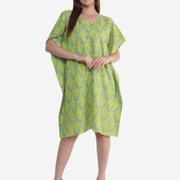 Beau Design Lime Green Printed Kaftan Nightdress-picture-33