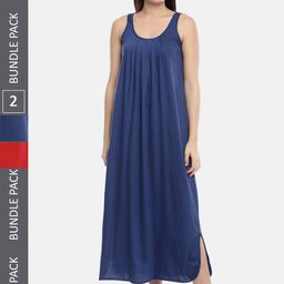 GOLDSTROMS Pack Of 2 Scoop Neck Pure Cotton Midi Nightdress-image-46