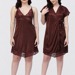 NIGHT KEYS Pack Of 2 Satin Maxi Sweat Nightdress-image-97