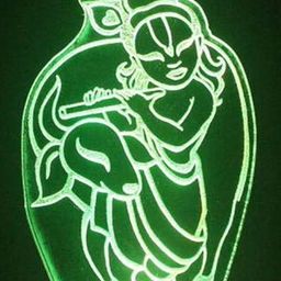 NMII White & Green Lord Krishna Printed 3D Illusion Night Lamp-15