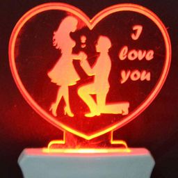 NMII White & Green Couple Heart 3D Illusion Night Table Lamps-36