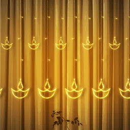 SPARK WORLD Yellow Diya Shaped String Lights-12