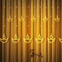 ENORMITY  Yellow Diya Shaped  LED String Lights-14