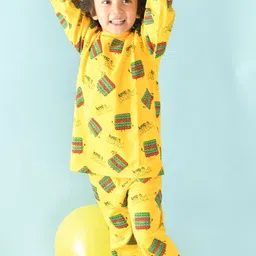 Anthrilo Boys Yellow Printed Pure Cotton Night Suit-image-19