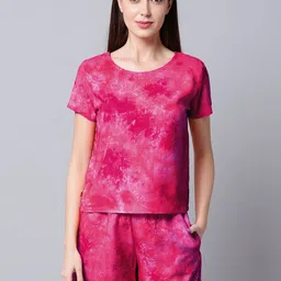 EROTISSCH Women Pink Tie and Dye Night suit-picture-5